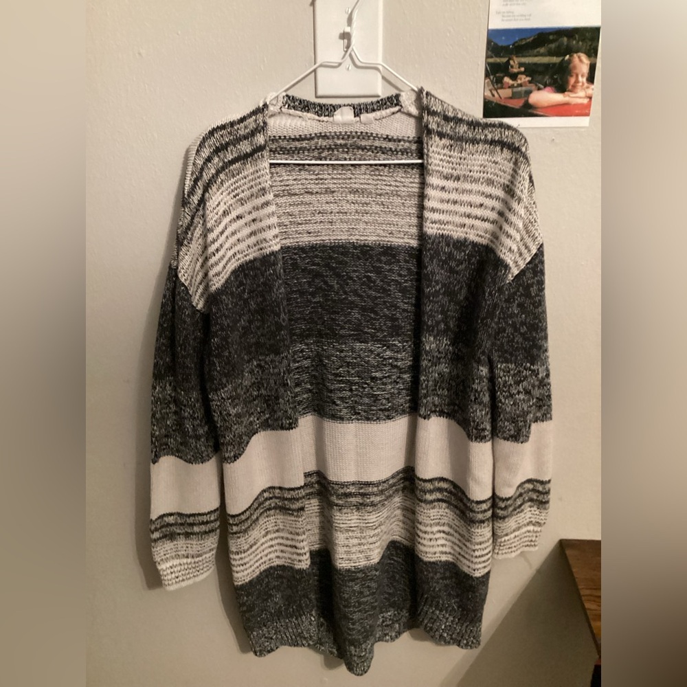 Gap Women’s Large Open Front Striped Black and White Cardigan Sweater Tote2